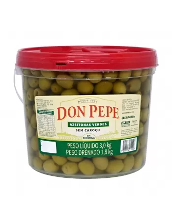 AZEITONA VERDE S/ CAROÇO DON PEPE BD 1,8KG