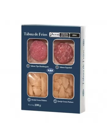 TABUA DE FRIOS RAR 200G - (SALAME ESPANHOL + SALME TIPO HAMBURGUÊS + GRANA PADANO)